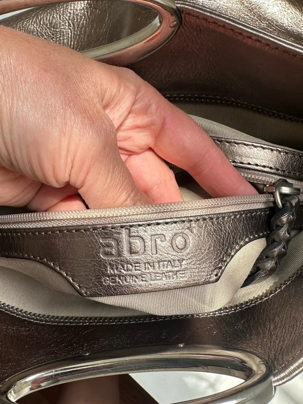 Metallic Bronze Tote Bag with Oval Top Handle